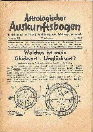 la copertina della pubblicazione astrologica Tedesca del Maggio 1962