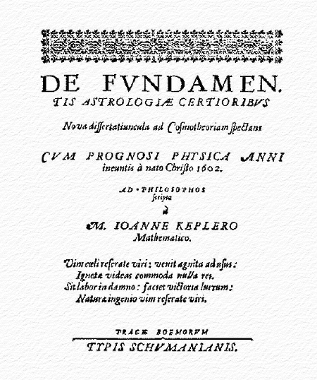 il De fundamentis astrologiae certioribus di Giovanni Kepelro stampato nel 1601