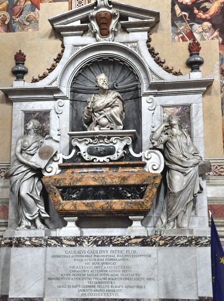 la tomba di Galileo a Firenze eseguita nel 1737 da Giovan Battista e Vincenzo Foggini e da Girolamo Tacciati