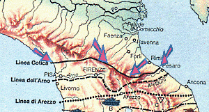 la linea Gotica che si estendeva da Massa a Pesaro