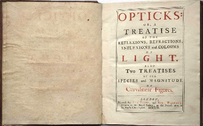 Opticks stampato a Londra nel 1704