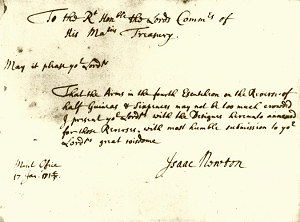 comunicazione di Newton alla Commissione del Tesoro quando era Direttore della Zecca di Londra